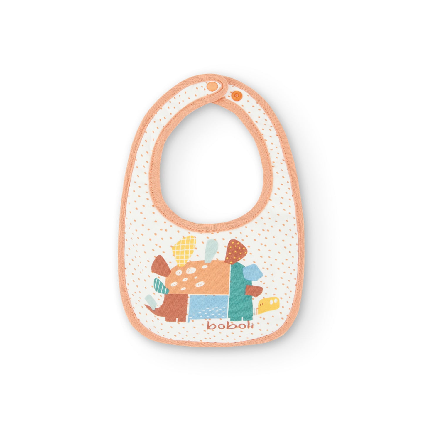Babero Boboli Dots y Dinos Naranja