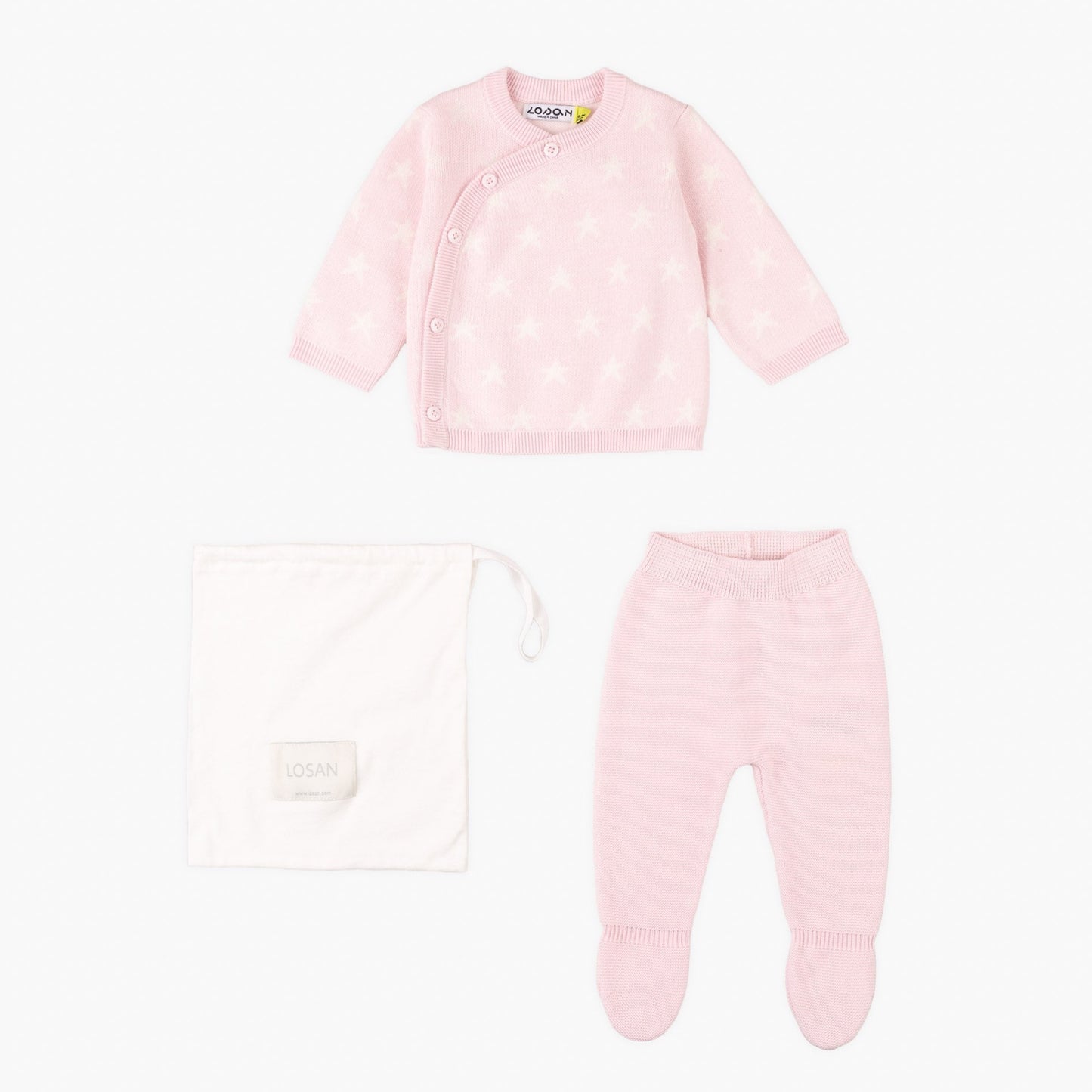 Conjunto Primera Muda Losan Estrellas Rosa