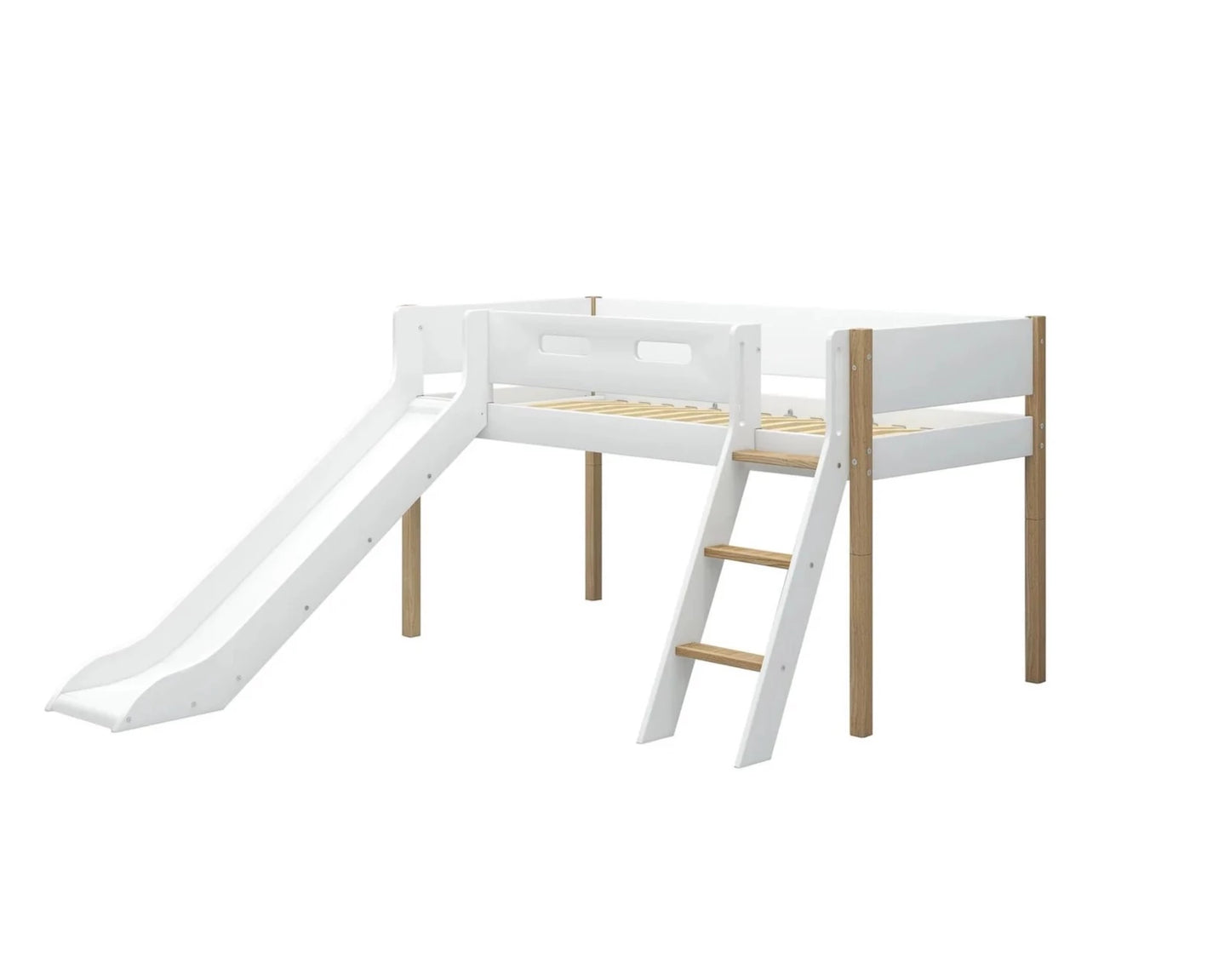 Cama Media Alta NOR con escalera inclinada y Tobogan