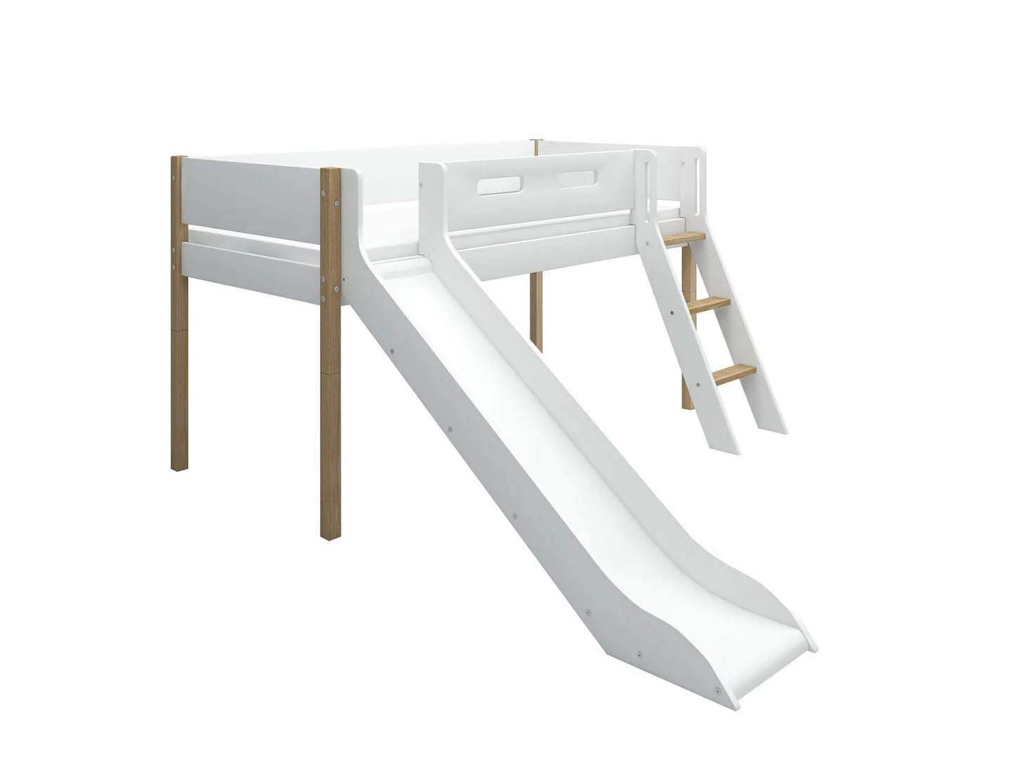 Cama Media Alta NOR con escalera inclinada y Tobogan
