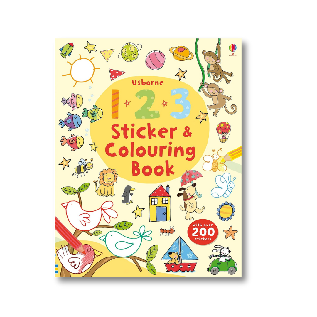 Libro de pegatinas y para colorear 1,2,3 | Editorial Usborne