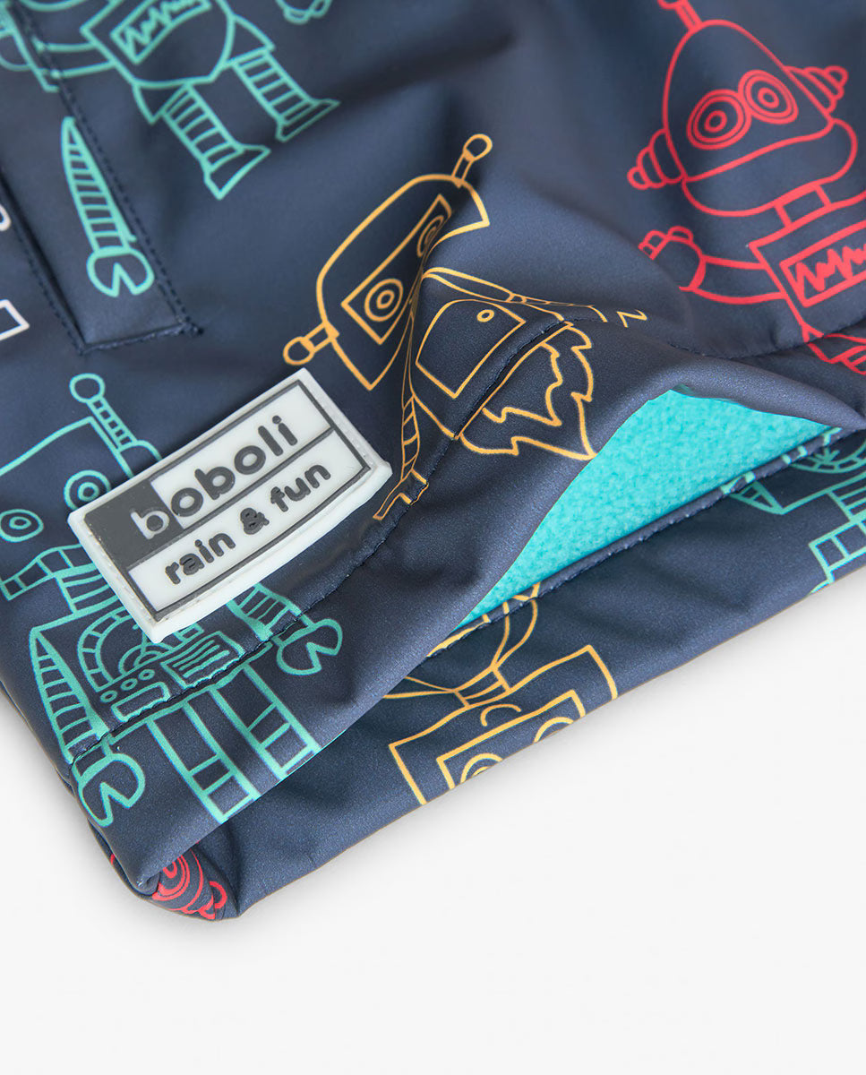 Impermeable con capucha robots