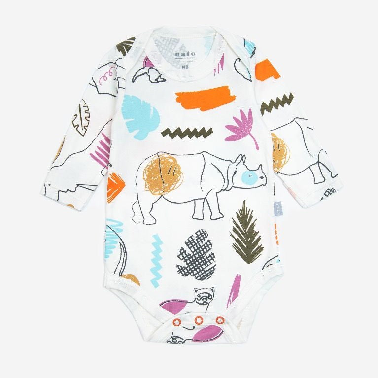 Body Bebe Jersey Mga.corta Estampado Animalitos/reloj