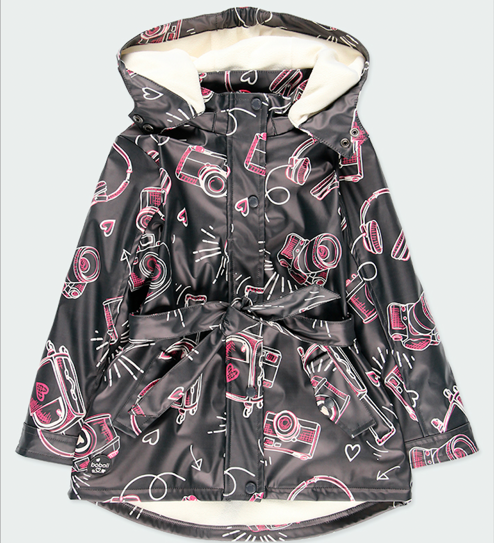 Impermeable con Fleece Boboli Negro-Fucsia