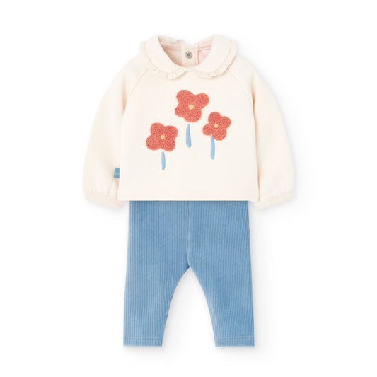 Conjunto Pana Boboli Flores Crudo