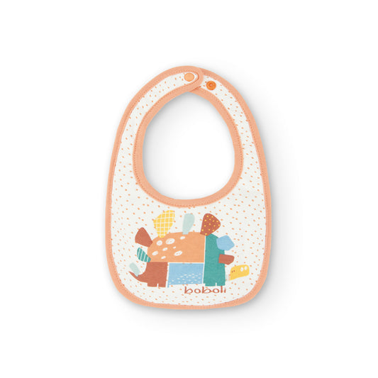 Babero Boboli Dots y Dinos Naranja