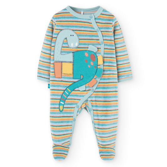 Pijama Terciopelo Boboli Dots y Dinos Rayas