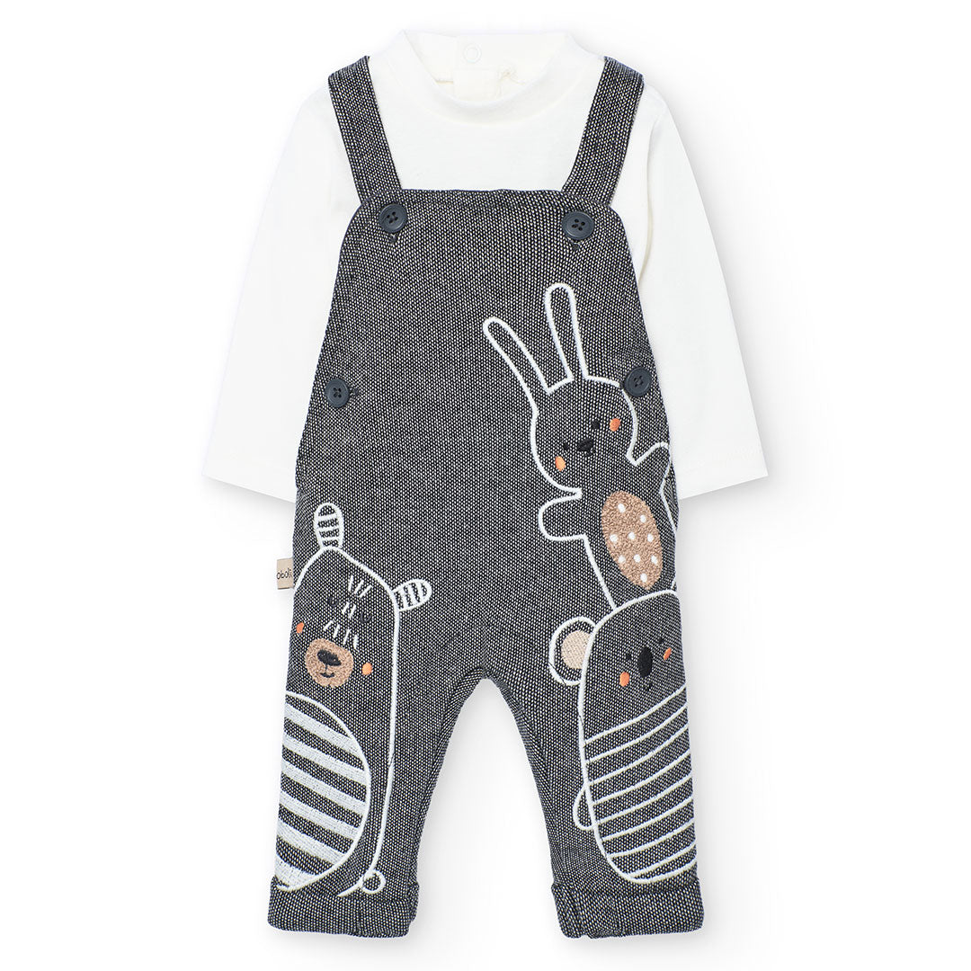 Overol Boboli Doudou Friends Animalitos Gris