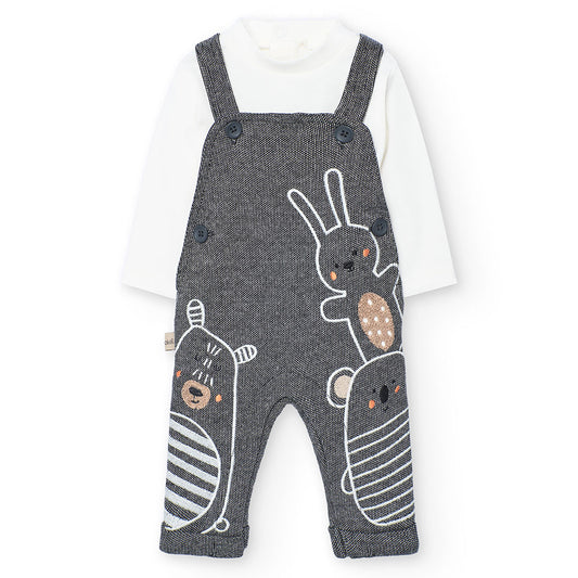 Overol Boboli Doudou Friends Animalitos Gris