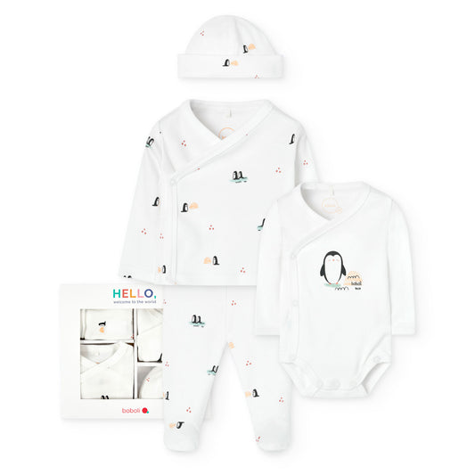 Kit Primera Muda Boboli Pinguinos Blanco