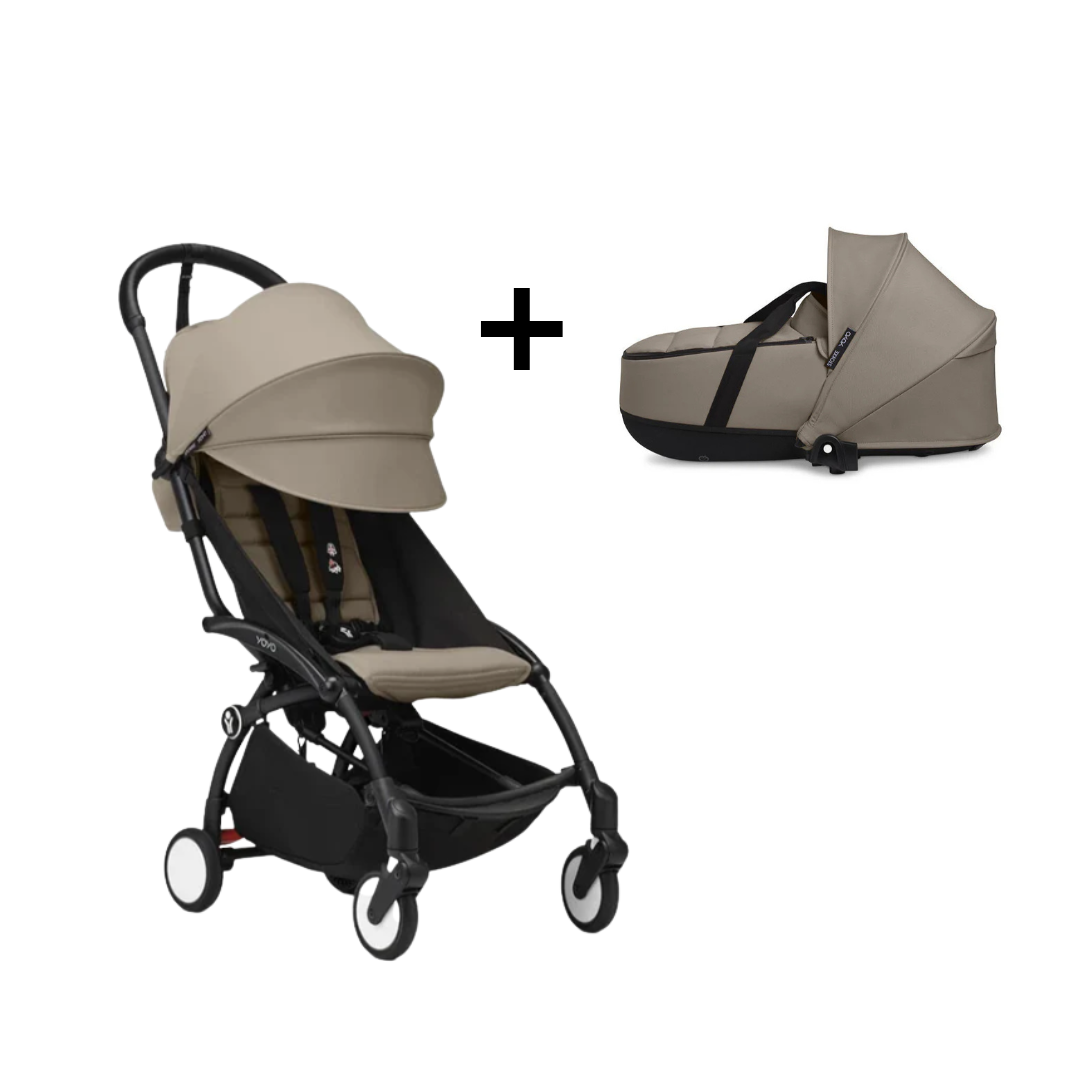 Combo Coche STOKKE™ YOYO³ 6+ Negro/Taupe+ CAPAZO