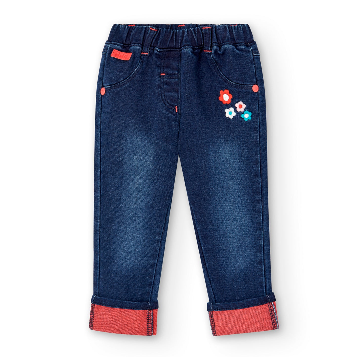 Pantalon Denim Boboli Flores Cute