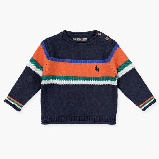 Sweater Losan Marino con Naranja