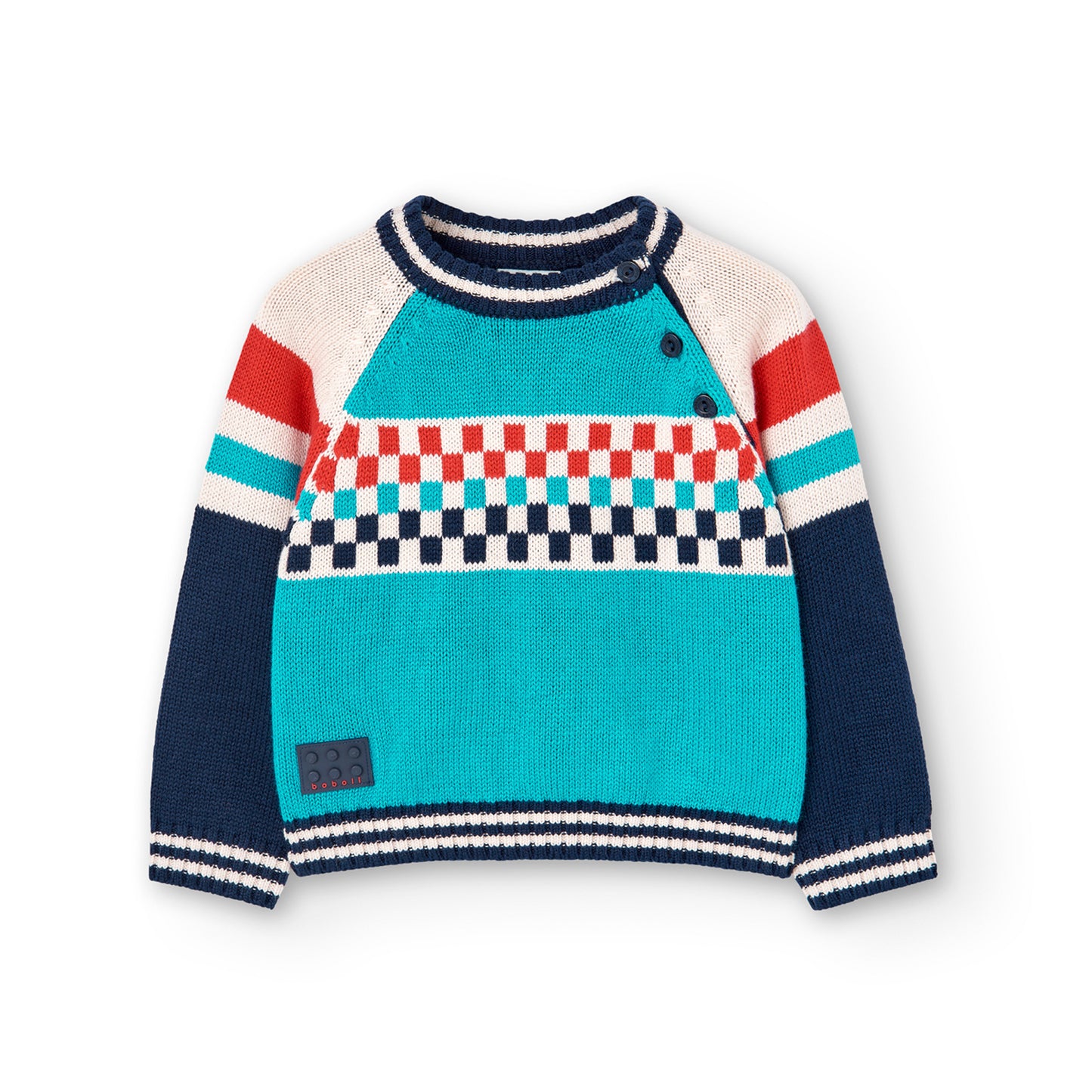 Sweater Tejido Boboli Cuadritos Azul
