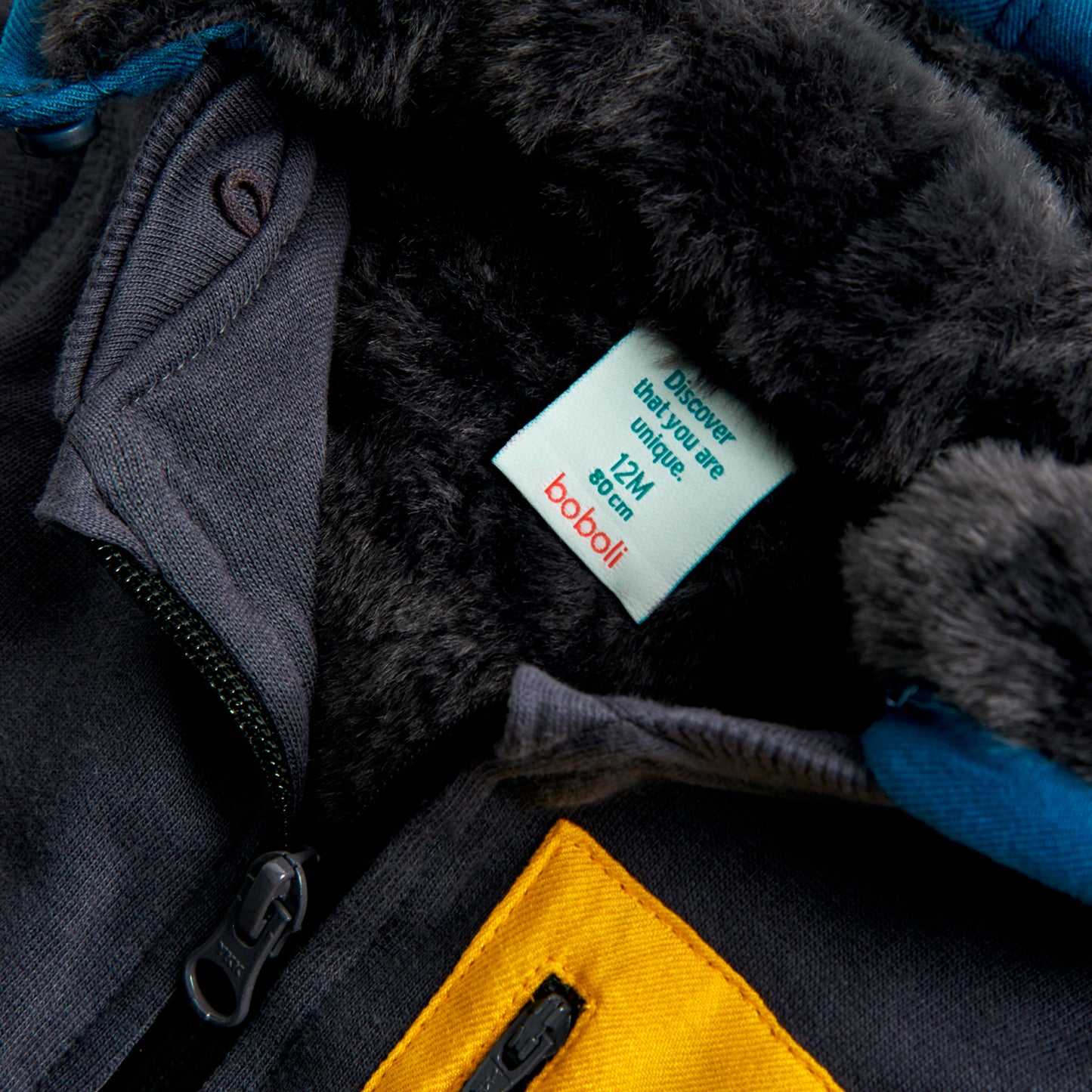 Hoodie Abrigado Boboli Just Enjoy Gris Oscuro