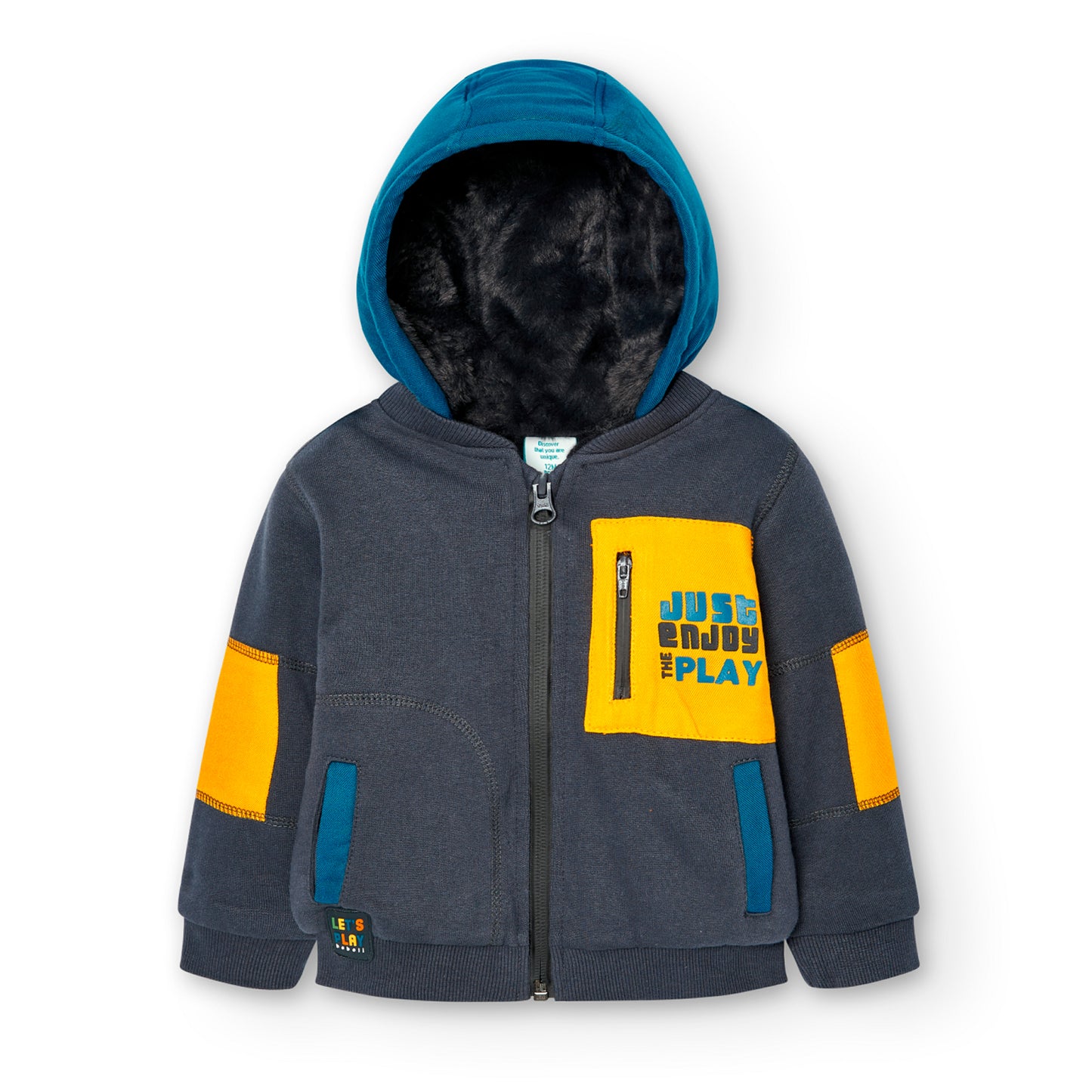 Hoodie Abrigado Boboli Just Enjoy Gris Oscuro