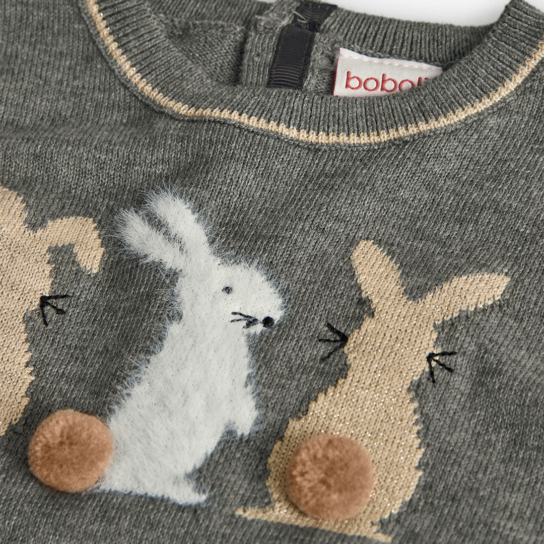 Vestido Boboli Conejitos Gris