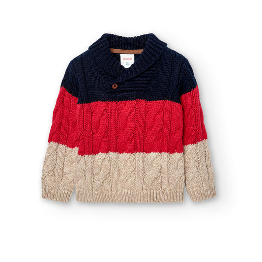 Sweater Trenzado Boboli Marino Rojo