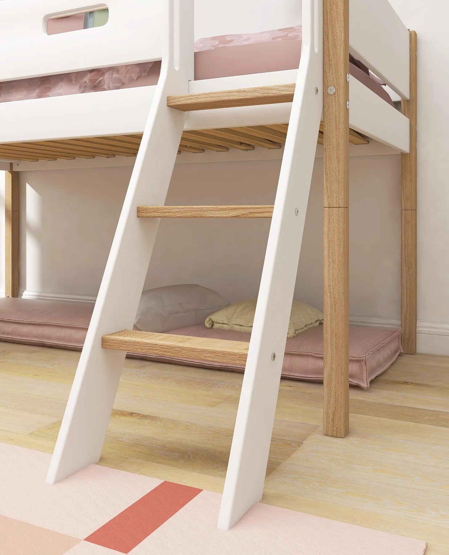 Cama Media Alta NOR con escalera inclinada y Tobogan – BabyStation