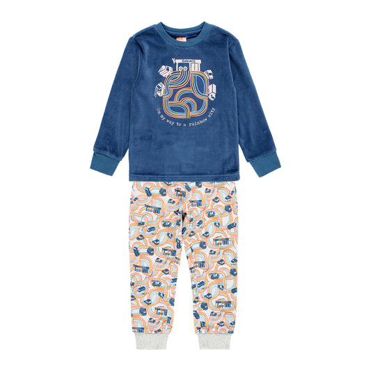 Pijama Terciopelo Boboli Carritos Azul