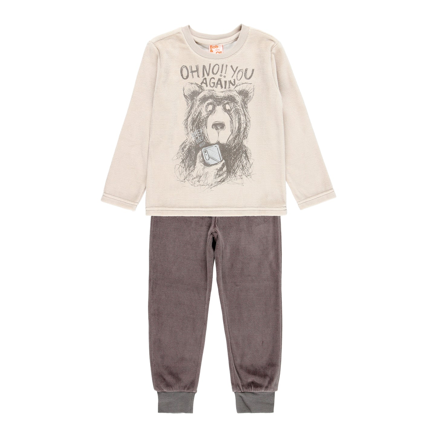 Pijama Terciopelo Boboli Oso Gris