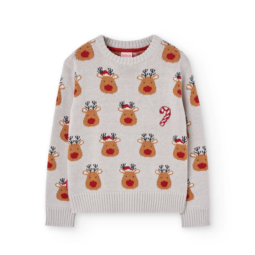 Sweater Boboli Navidad Reno Crudo