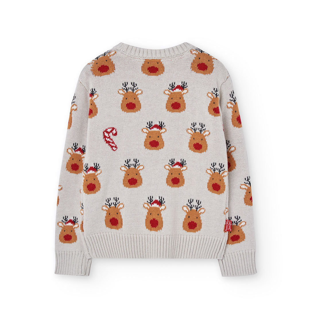 Sweater Boboli Navidad Reno Crudo