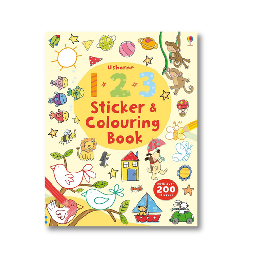 Libro de pegatinas y para colorear 1,2,3 | Editorial Usborne