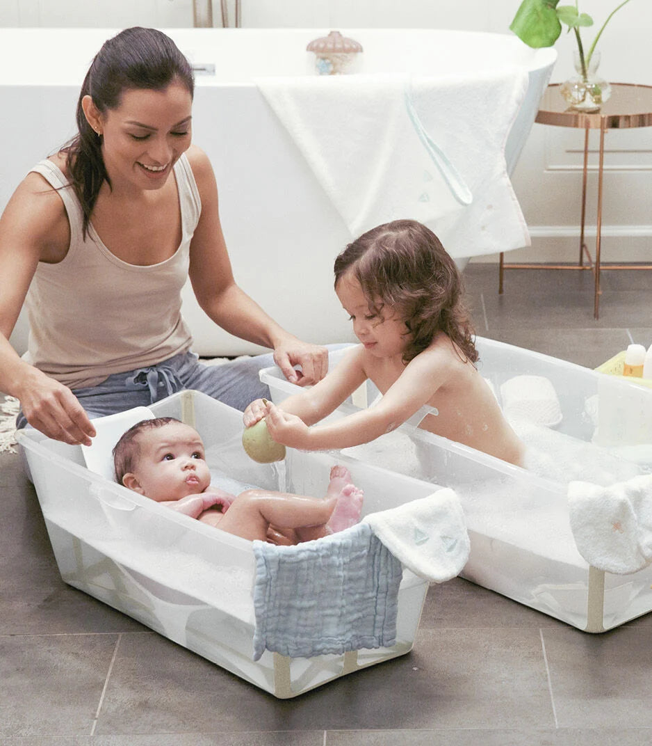Combo Bañera Flexibath Stokke Transparente/Beige + Soporte