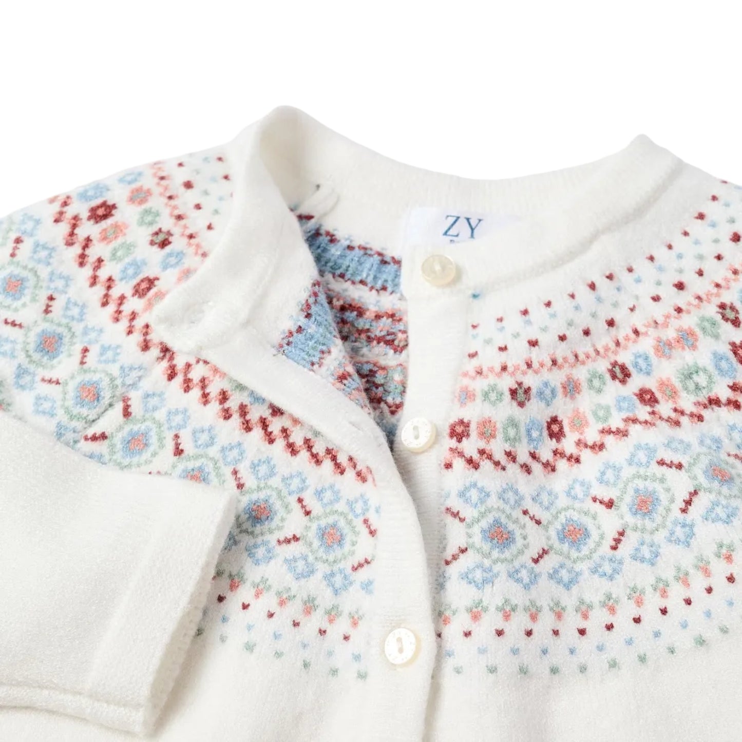 Sweater Zippy Tejido Con Jacquard Blanco