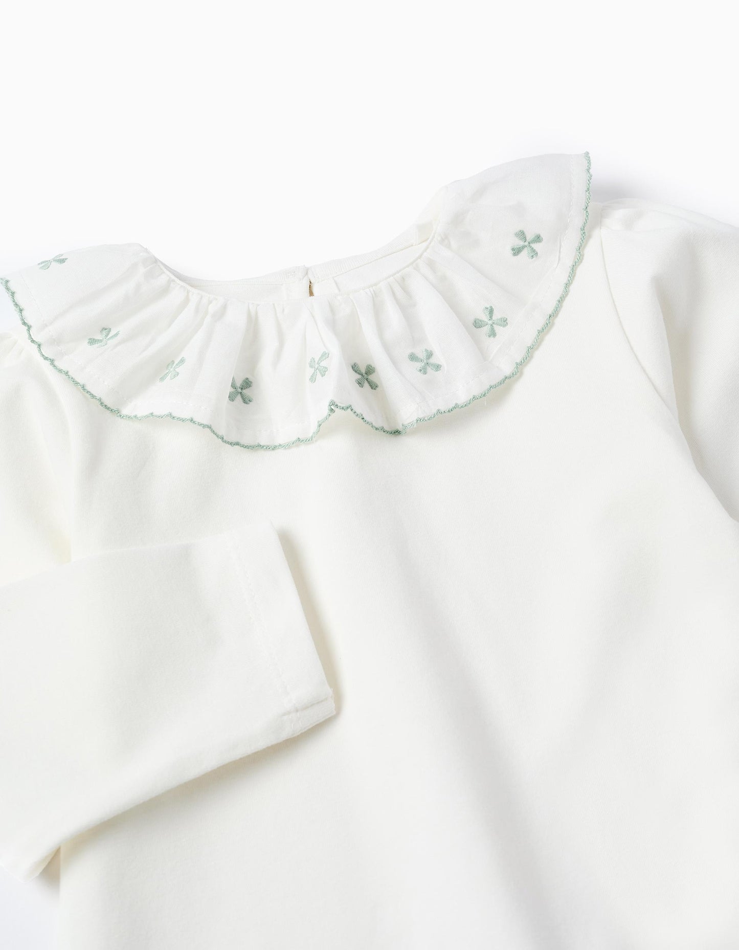 Blusa ML Zyppy Con Cuello de Volante Bordado Blanco