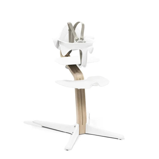 Combo Silla Stokke Nomi Natural Blanca + BabySet + Bandeja + Arnes