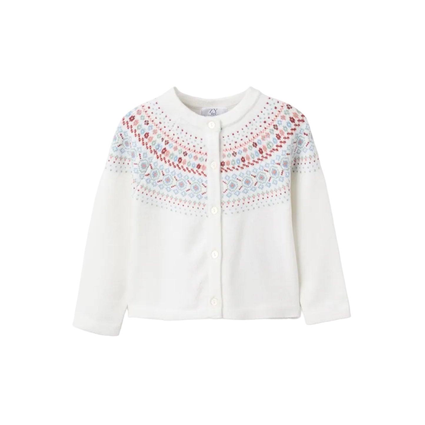 Sweater Zippy Tejido Con Jacquard Blanco