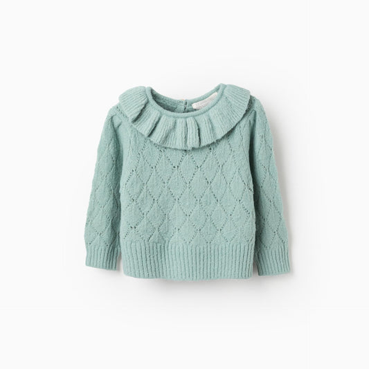 Sweater Tejido  Zippy Rombos Verde Claro
