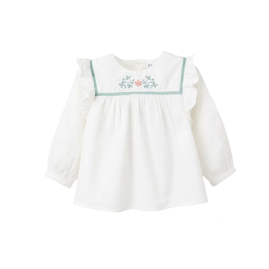 Blusa ML Zippy Flor Bordada Blanco
