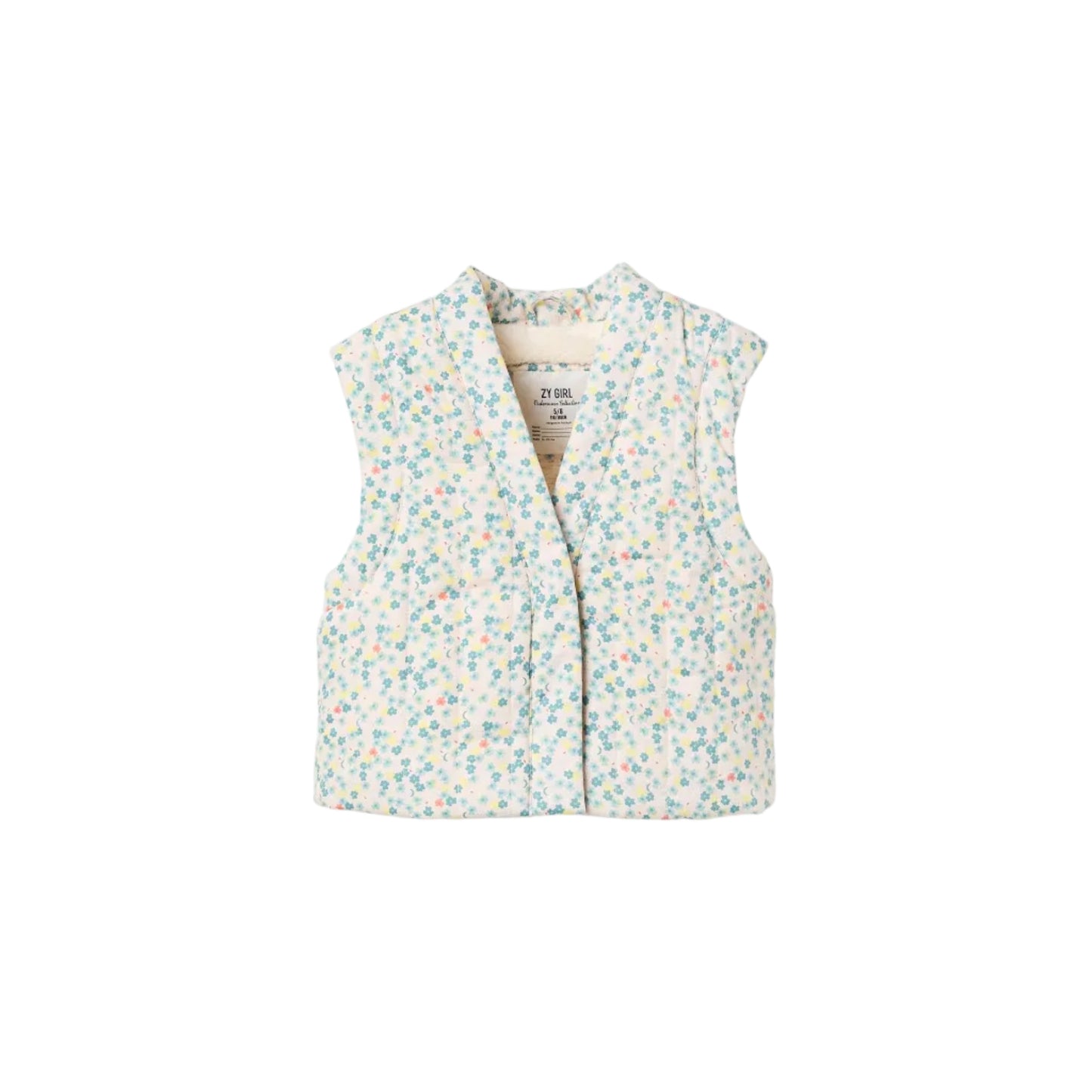 Chaleco Zippy Estampado Flores Gris Claro