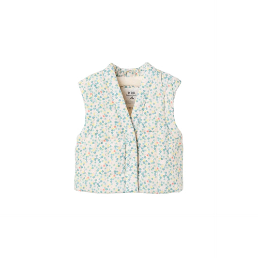 Chaleco Zippy Estampado Flores Gris Claro