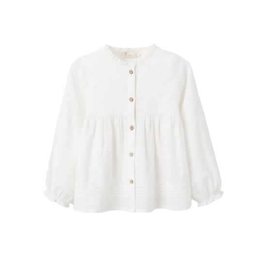 Blusa ML Zippy con Textura y Volantes Blanco