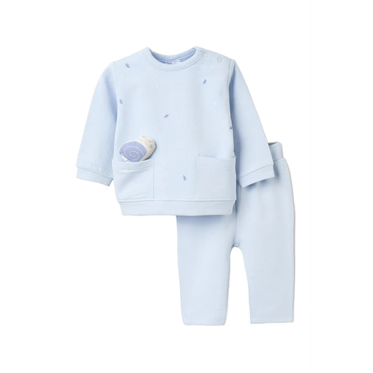 Conjunto Fleece Zippy Para Recién Nacido 'Caracol', Azul