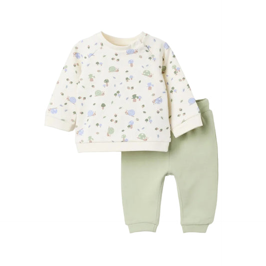 Conjunto Fleece Zippy Para Recién Nacido 'Caracol', Verde