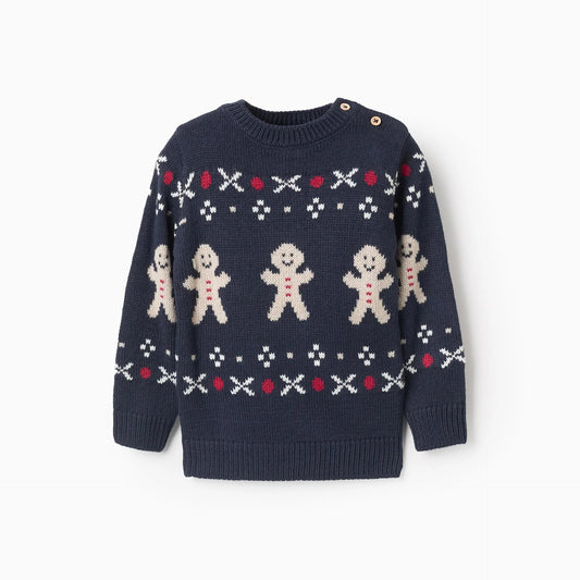 Sweater Tejido Zippy Navidad  Azul