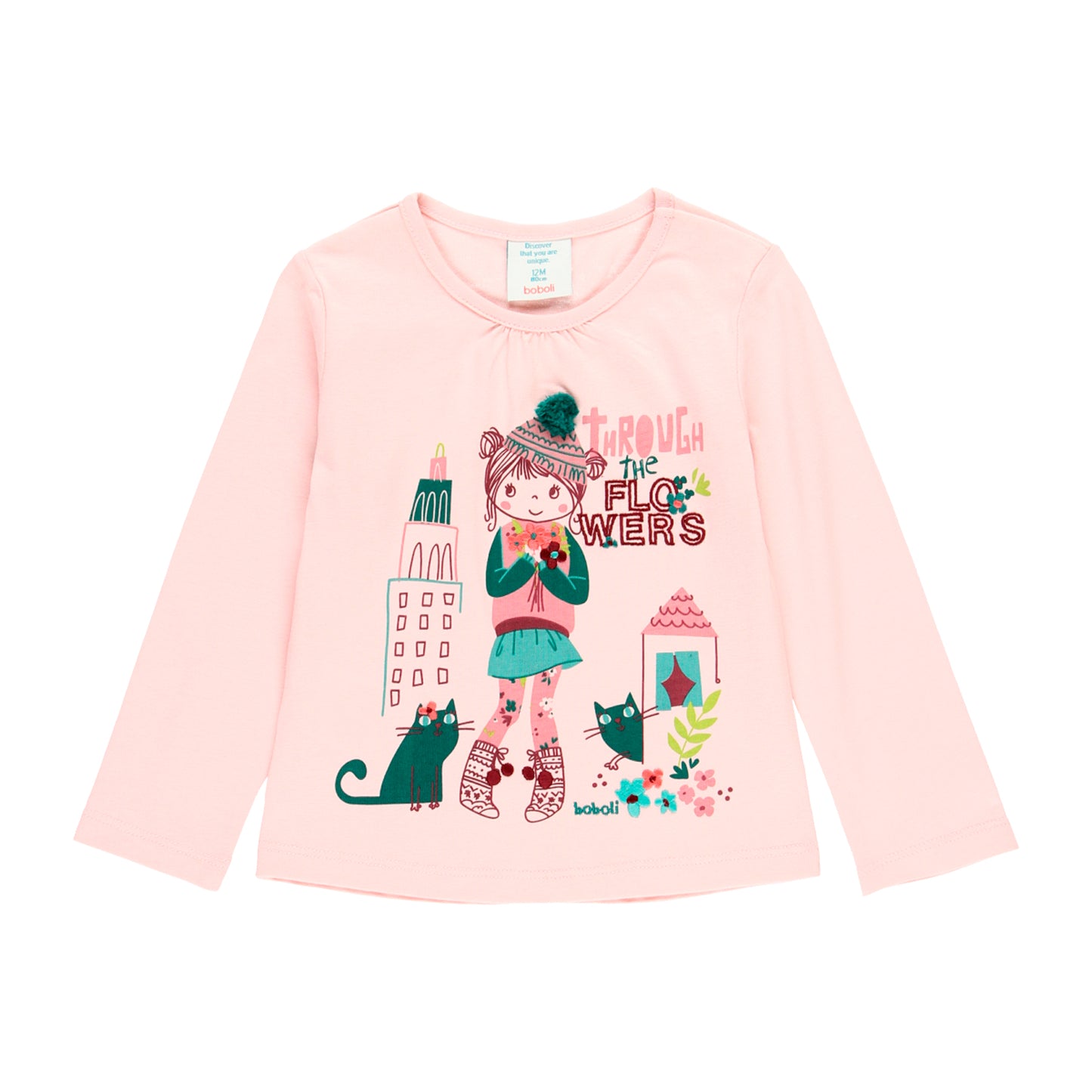 Camiseta Boboli Niña y Gato Rosa