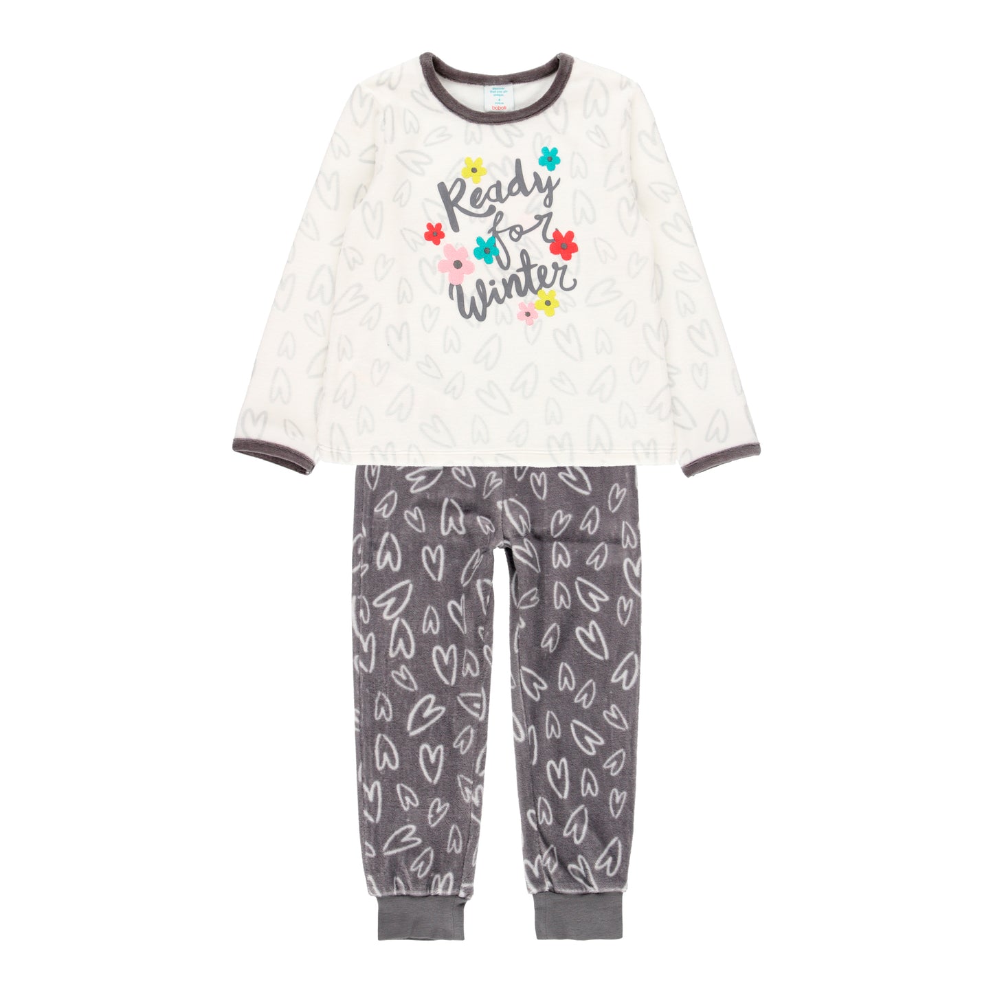 Pijama Terciopelo Corazones Gris