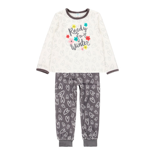 Pijama Terciopelo Corazones Gris