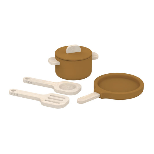 Set de Ollas Flexa en Madera Mostaza (4 Piezas)