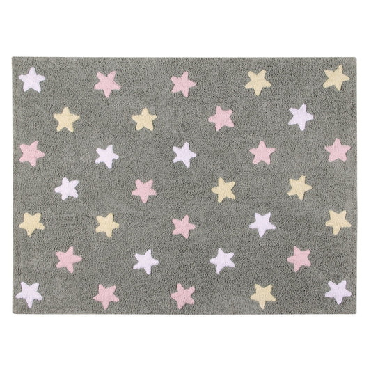 Alfombra Lorena Canals Estrellas tricolor gris-rosa