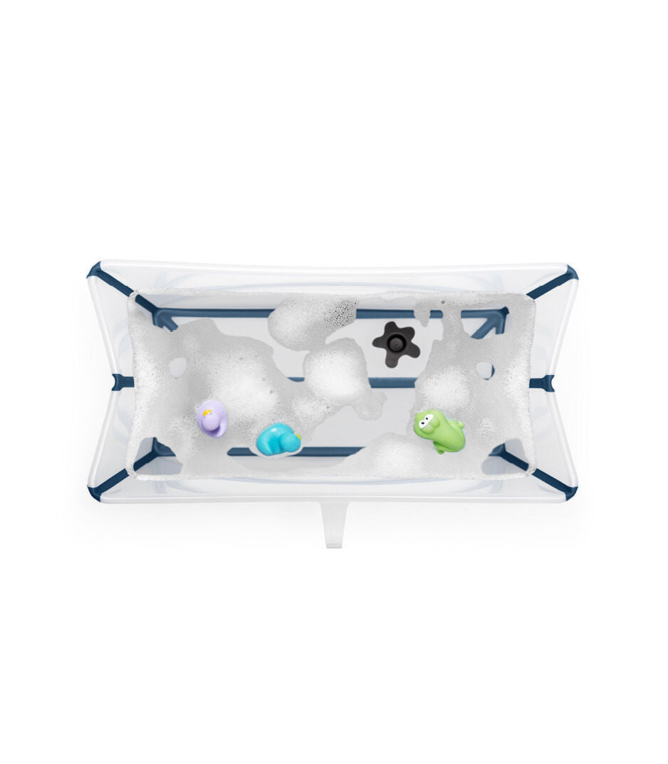 Combo Bañera Flexibath Stokke Transparente Azul + Soporte