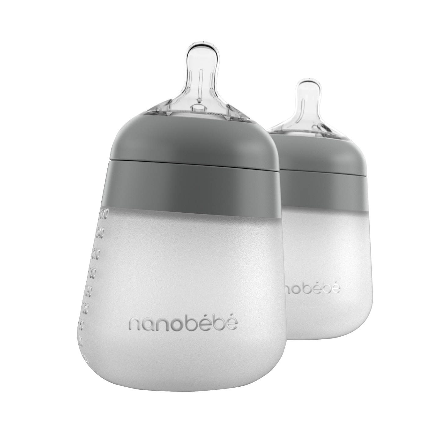 Set de 2 Biberones Flexy Nanobebe Gris 260ml