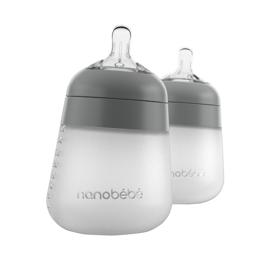 Set de 2 Biberones Flexy Nanobebe Gris 270ml